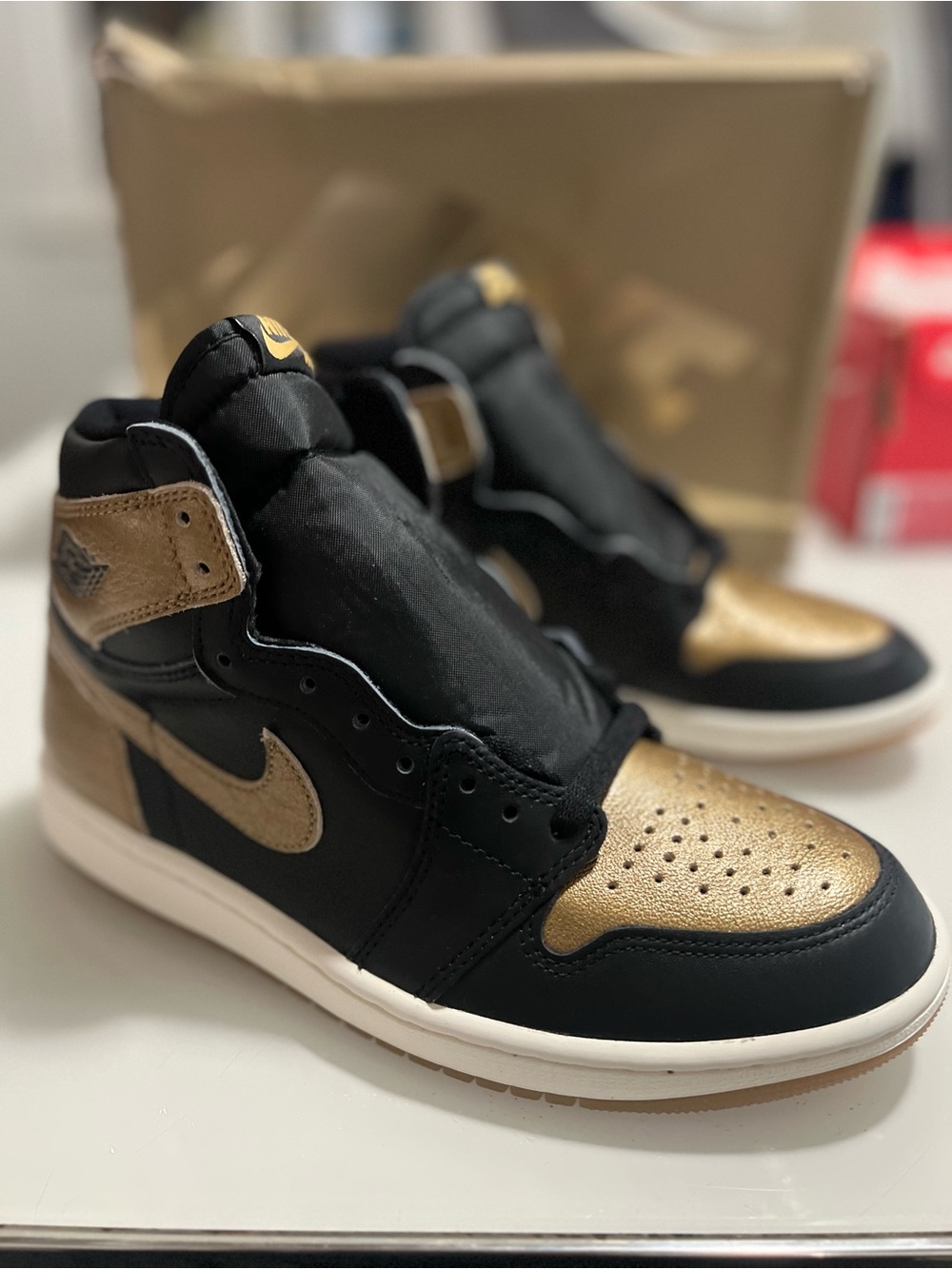 Nike Air Jordan 1 High OG Black and Metallic Gold